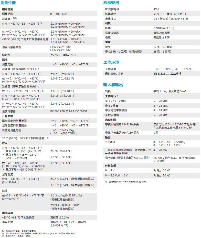 hmp110溫濕度傳感器探頭